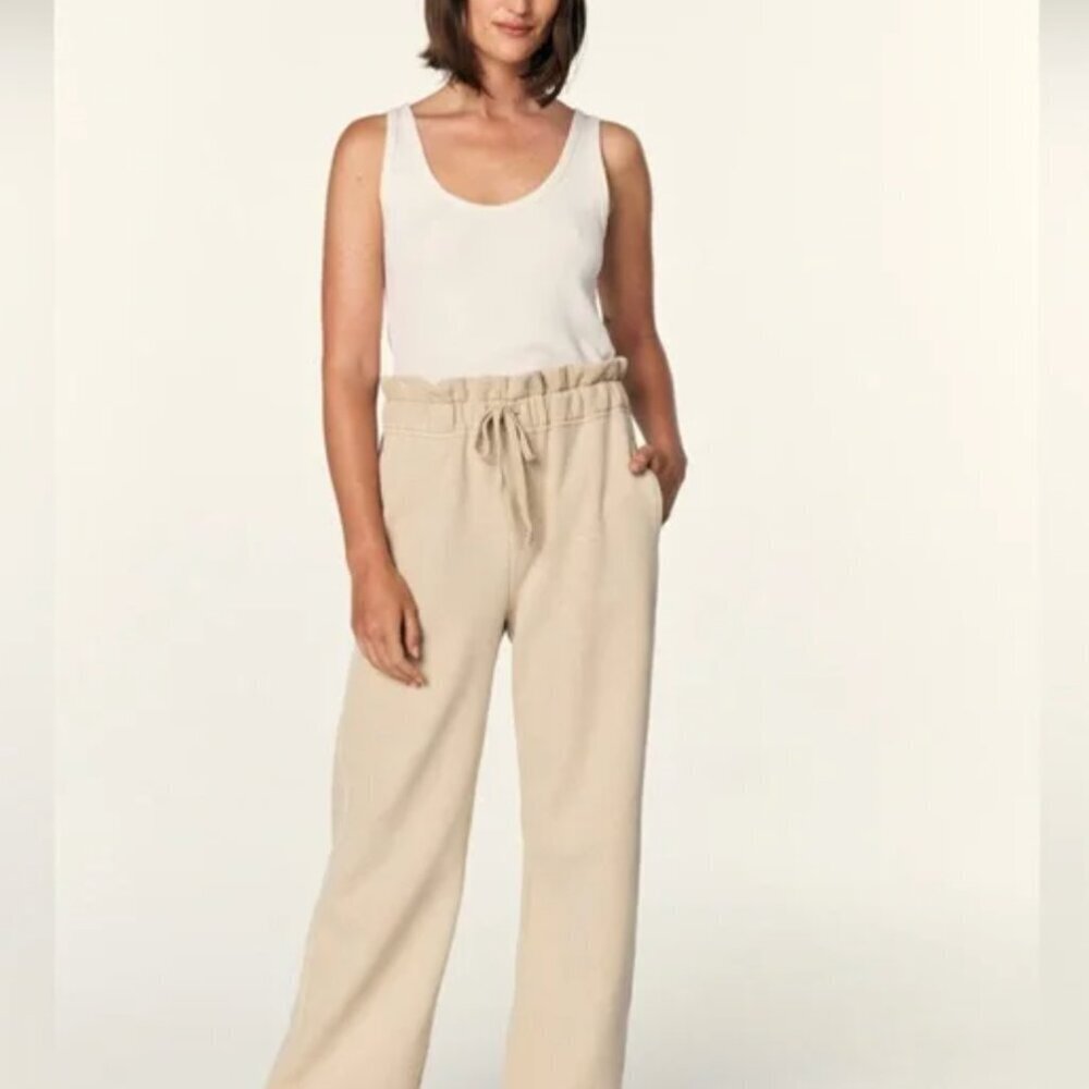 AMO Wide Leg Drawstring Pants in Neutral Beige